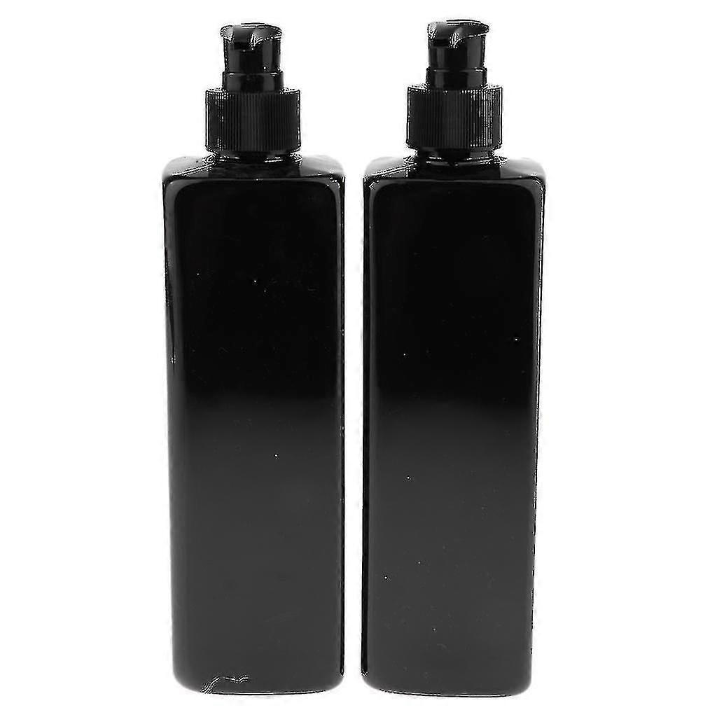 500ml Black Plastic Bottles with Lotion Pumps - 2 Pack