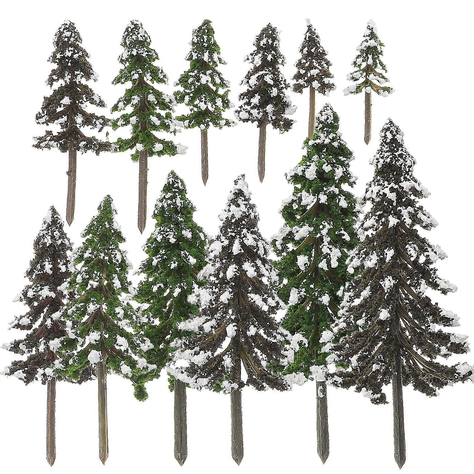 12pcs Model Trees Miniature Trees Mini Simulation Pine Tree Micro Landscape Decor