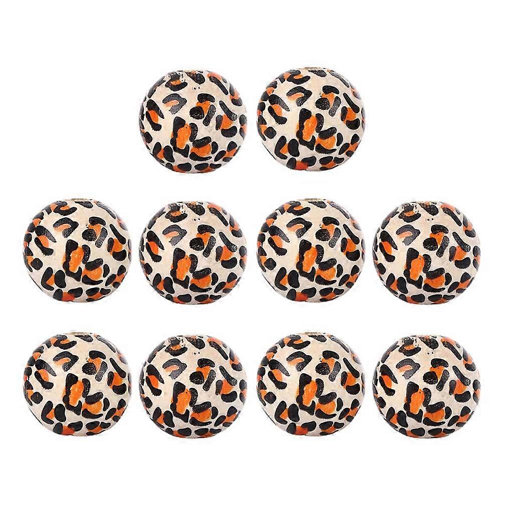 Leopard Pattern Beads Loose Wooden Beads String Diy Accessories for DIY Craft