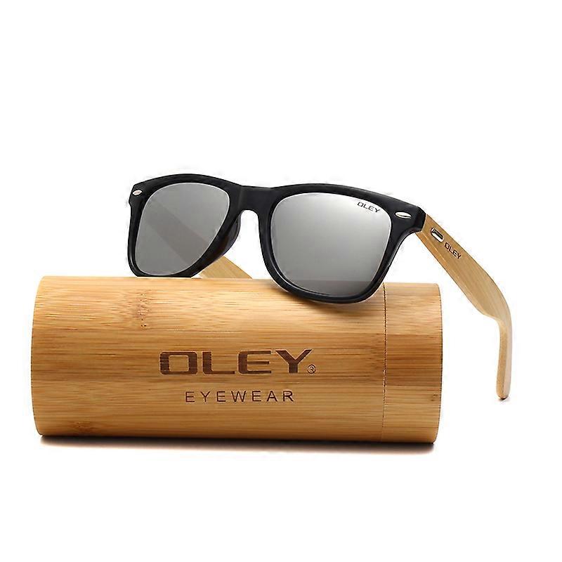 OLEY Brand Bamboo Leg Polarized Sunglasses men Classic Square