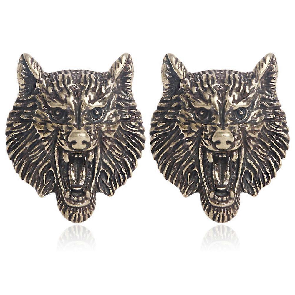 2 Pcs Jeans Button Metal Rivets Screw Wolf Button Wolf Head Conchos Wolf Screw Button Rapid Rivet