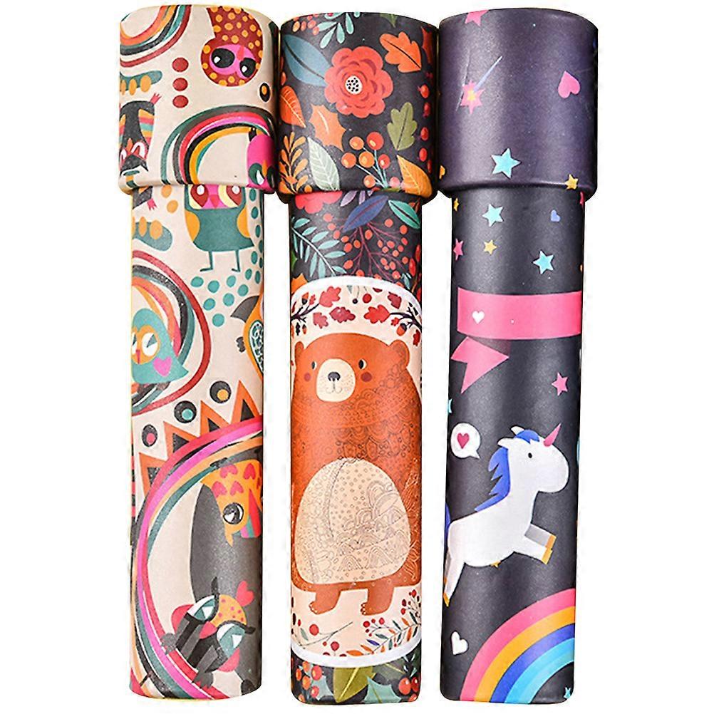 3PCS Kaleidoscope Toy Cartoon Printed Kaleidoscope Funny Science Experiment Toy Early Educational Kaleidoscope Playthings for Kids Playing (Random Sty
