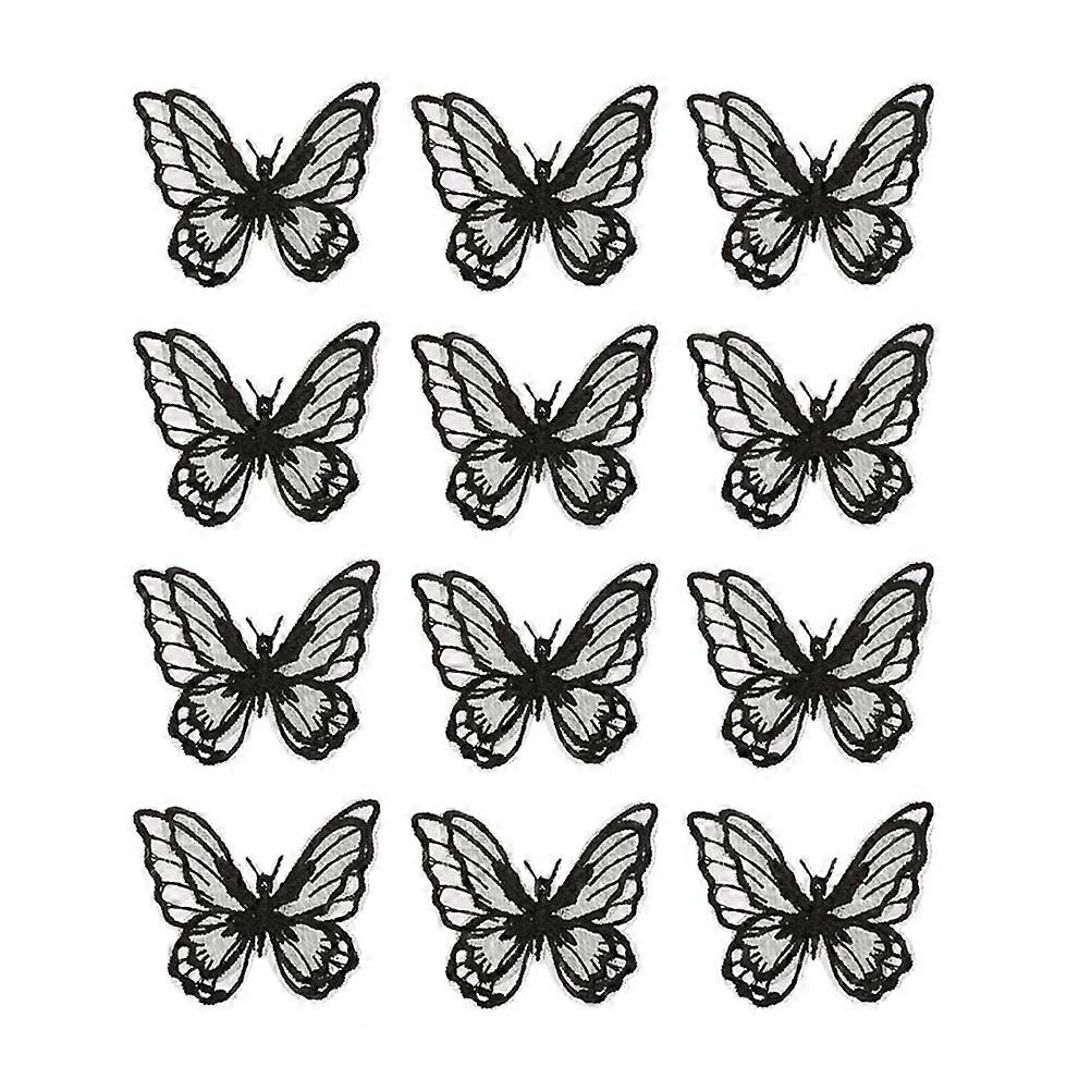 12pcs Double Layer Butterflies Three-dimensional Embroidery Cloth Patches