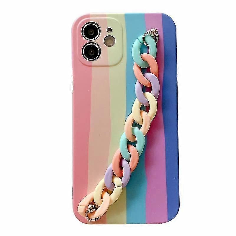 For Iphone 12 Pro Rainbow Shockproof Protective Case With Rainbow Bracelet
