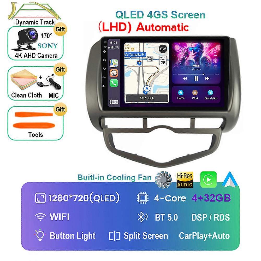 Android 13 LHD For HONDA JAZZ City 2002 - 2007 Car Radio Multimedia Stereo Video Player 4G WIFI Navigation GPS Carplay Auto QLED