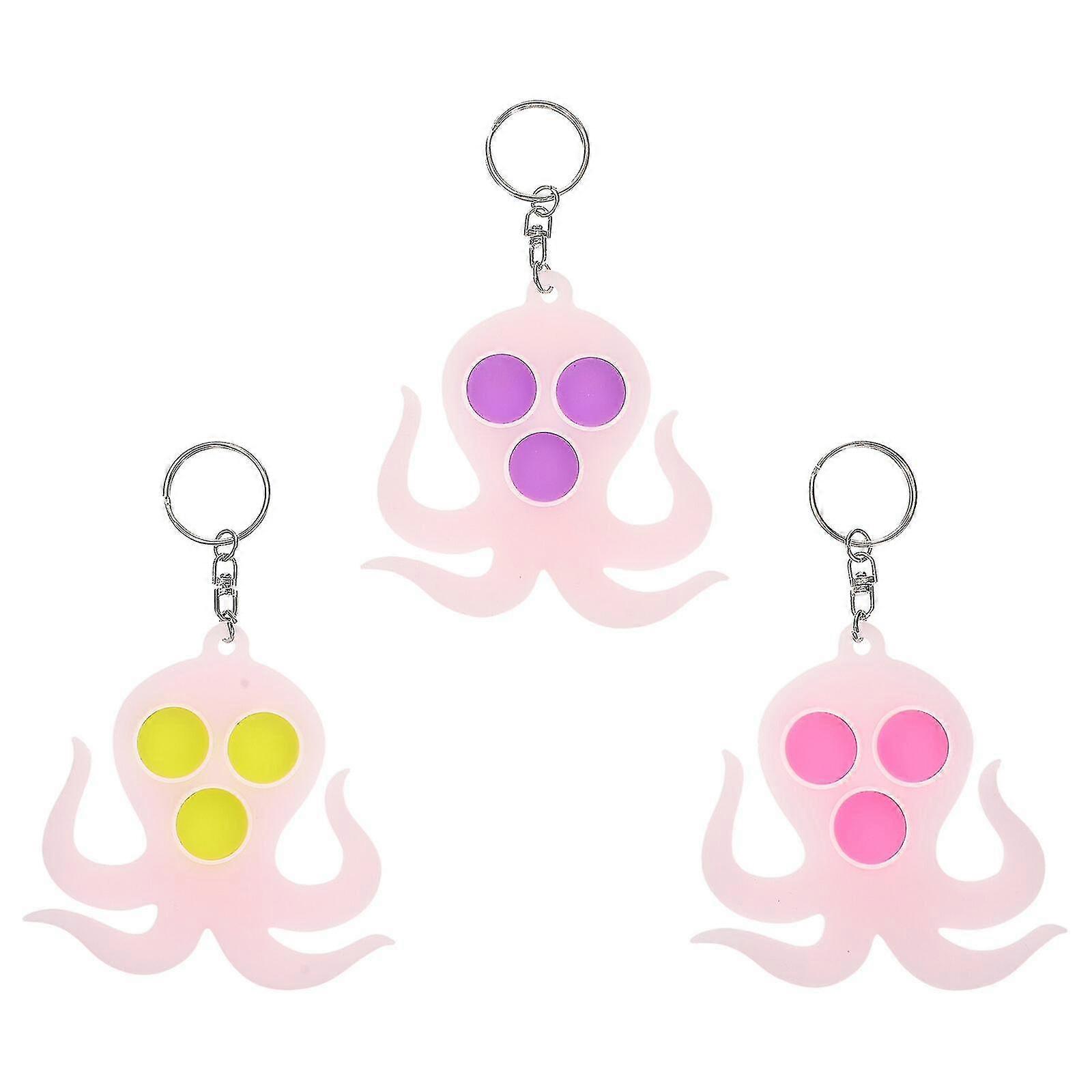 3pcs Creative Octopus Decompression Keychains Silicone Key Chains Bag Decor