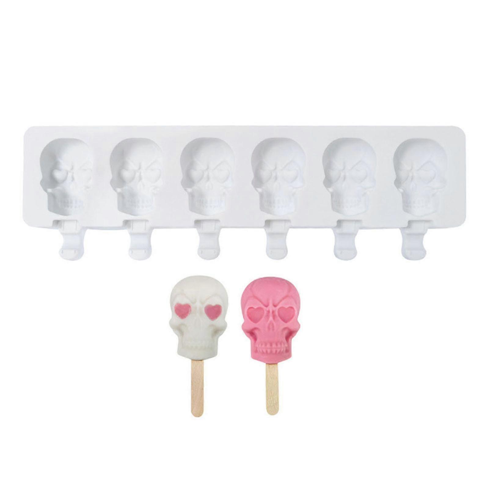 6 Grid Skull Ice Cream Silicone Stencil Popsicle Cheese Stick Making Template