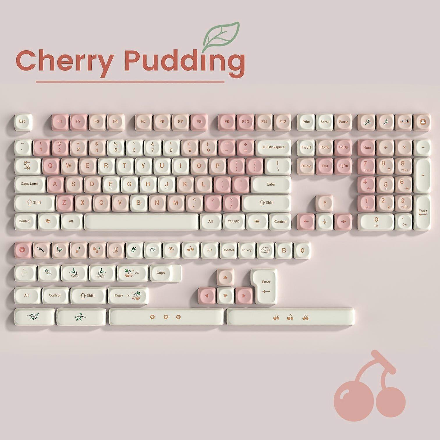 Xvx Cherry Pudding 143 Keys Moa Profile Dye-sub Pbt Keycap Set For Ansi Layout 61/68/84/87/100/104/108 Keys Mechanical Keyboard