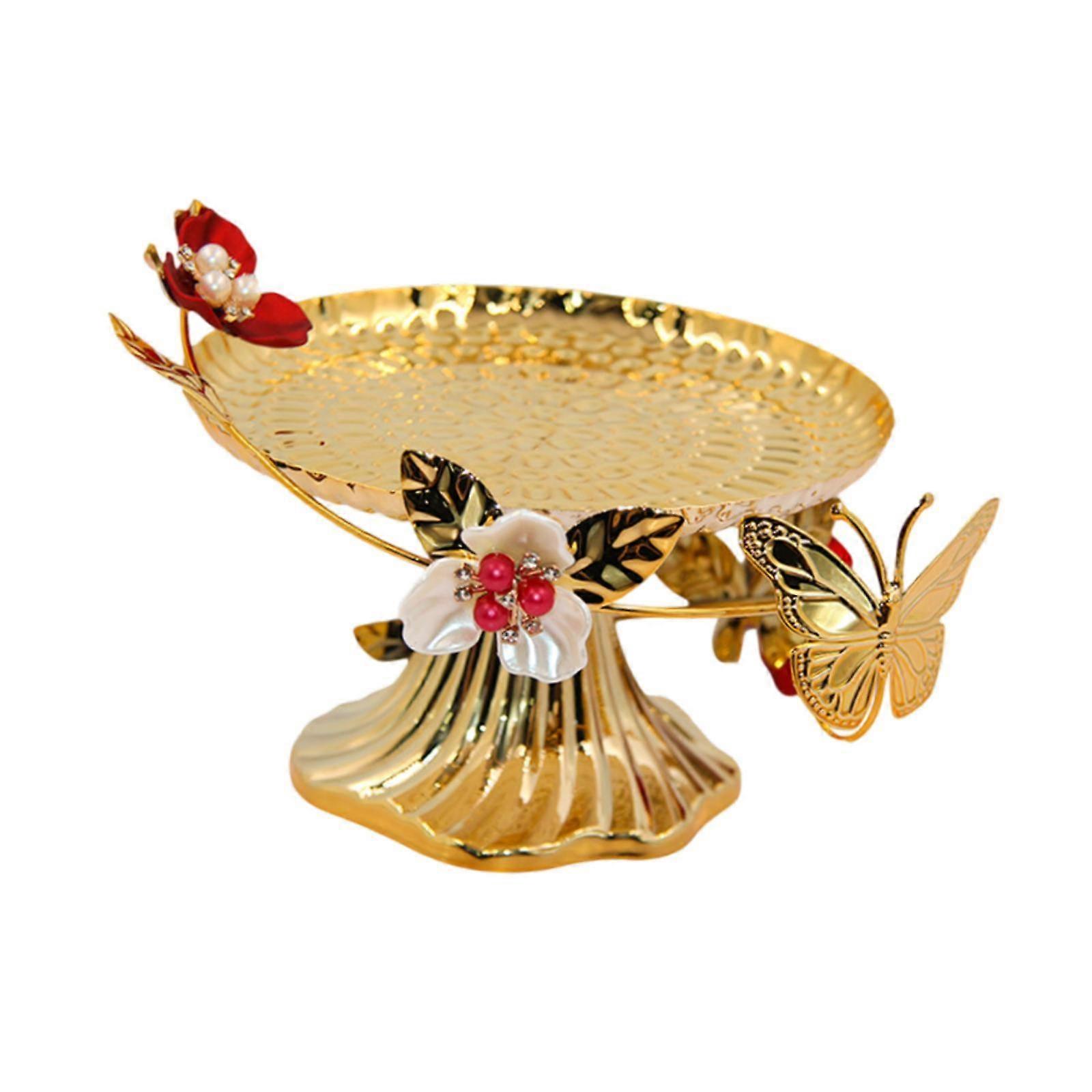 Fruit Bowl Retro Dessert Display Plate for Household Coffee Table Restaurant with Butterfly