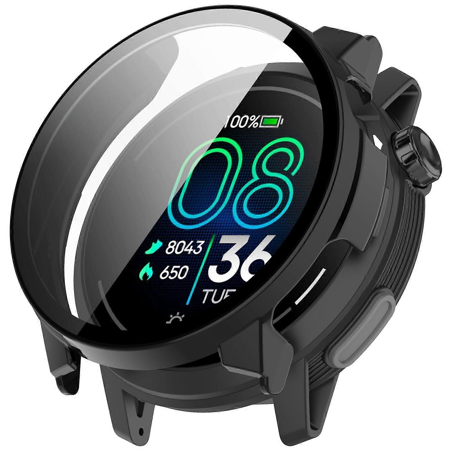 Coros Pace Pro ウォッチケース PCフレームカバー 強化ガラススクリーンフィルム付き - ブラック