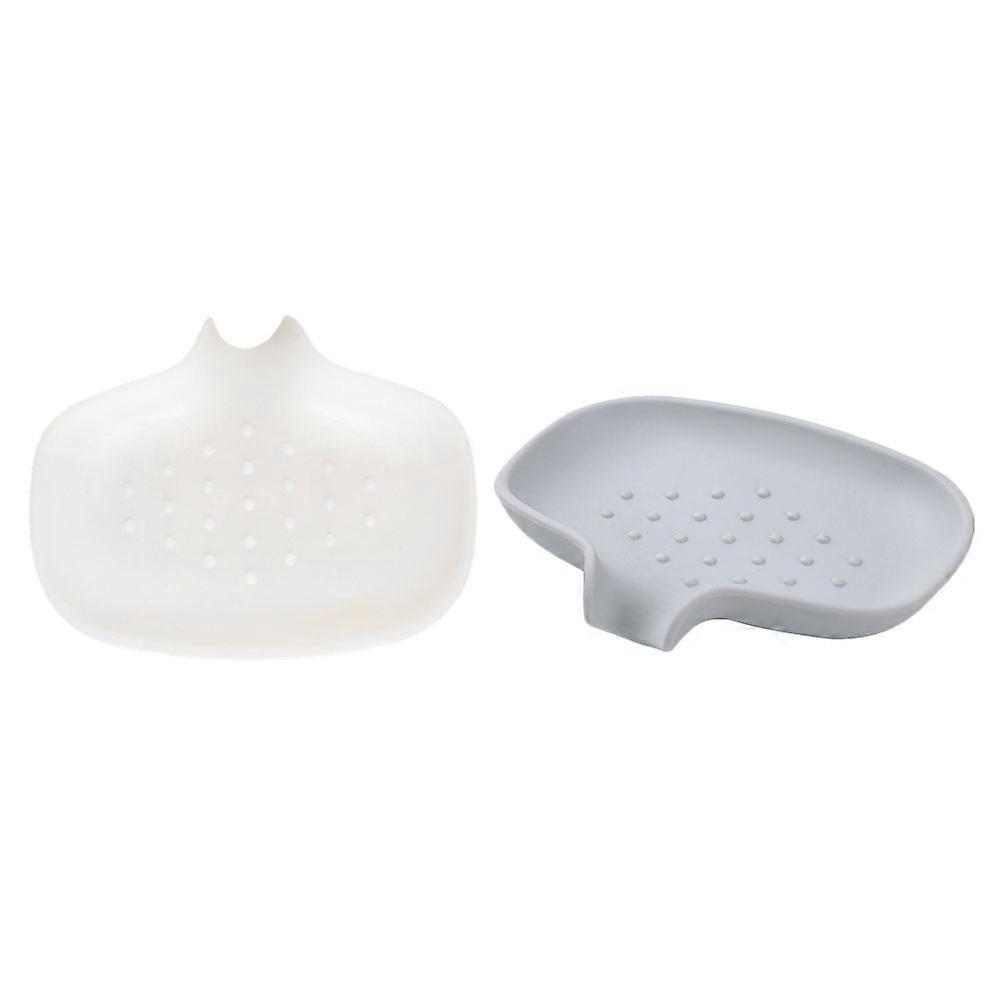 2Pcs Soap Box Soap Case Bathroom Soap Holder Soap Container (White, Grey)