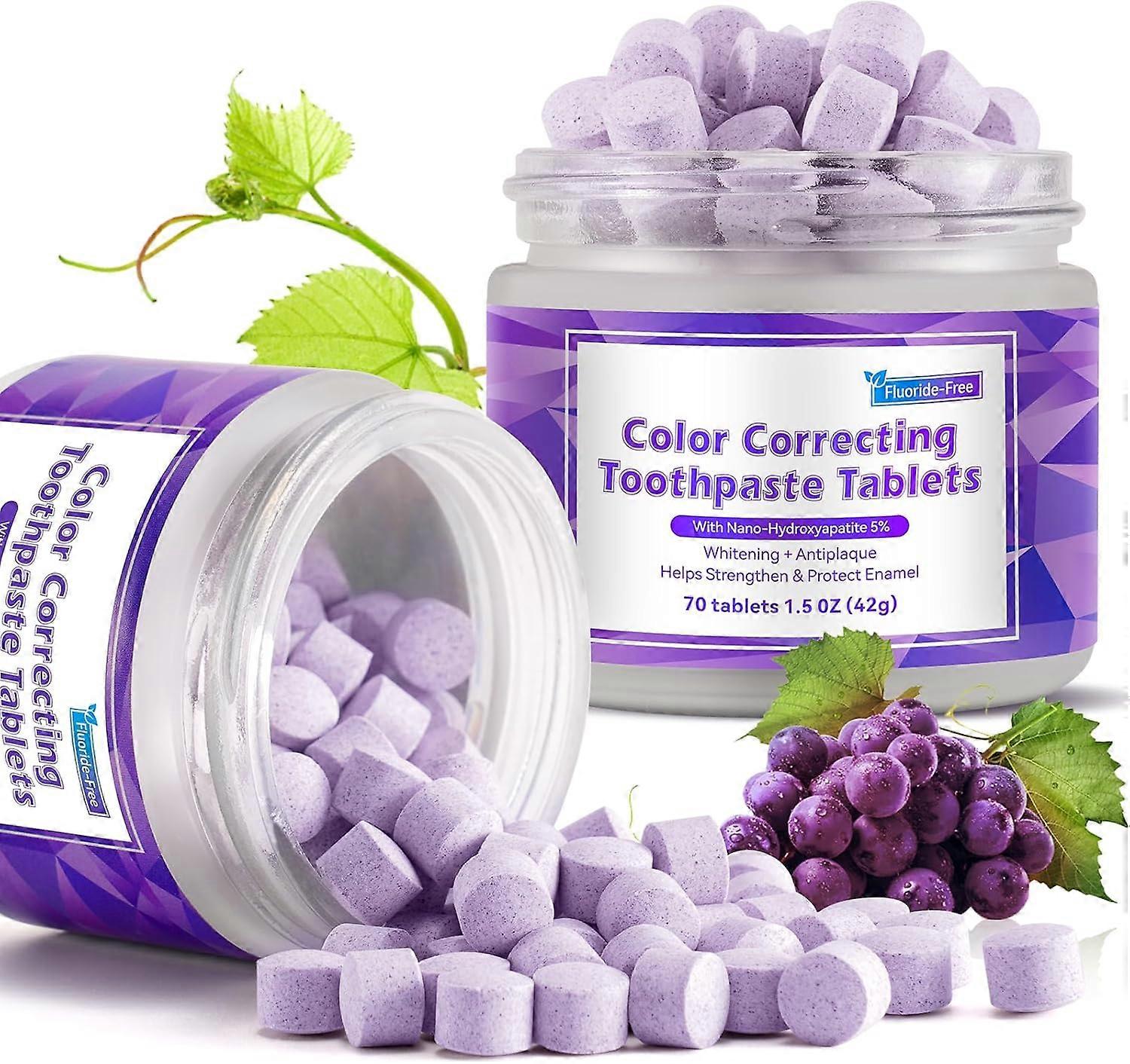 Toothpaste Tablet, Chewable Toothpaste Tablets, Color Correcting Toothpaste Tablets,Flouride Free Toothpaste with 5%Nano Hydroxyapatite,Teeth Whitenin