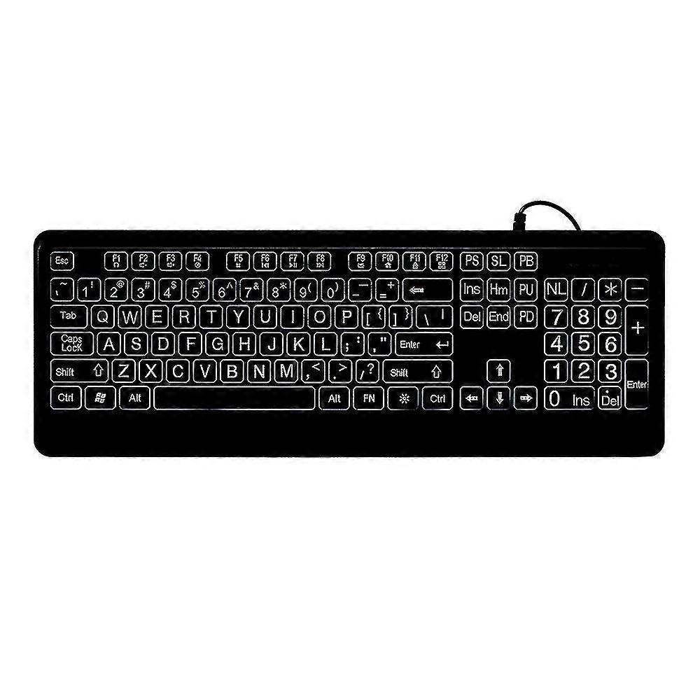 Wired Large Print Keyboard White Bold Jumbo Letters Silent Backlit Keyboard With Oversized Characters 104 Keys For The Elder And People With Bad Eye S