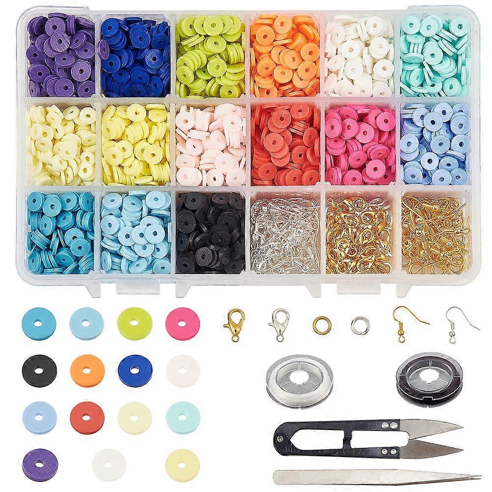 DIY Jewelry Making with Handmade Polymer Clay Beads Steel Scissors Brass Earring Hooks Zinc Alloy Lobster Claw Clasps Elastic Crystal String and Iron