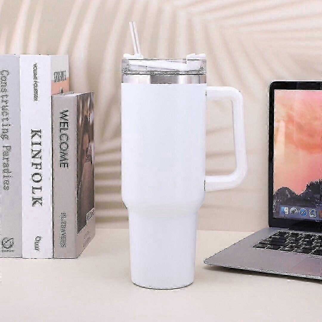 40 Oz Tumbler Straw Lid Insulated Stainless Steel Water Bottle Coffee Mug Travel