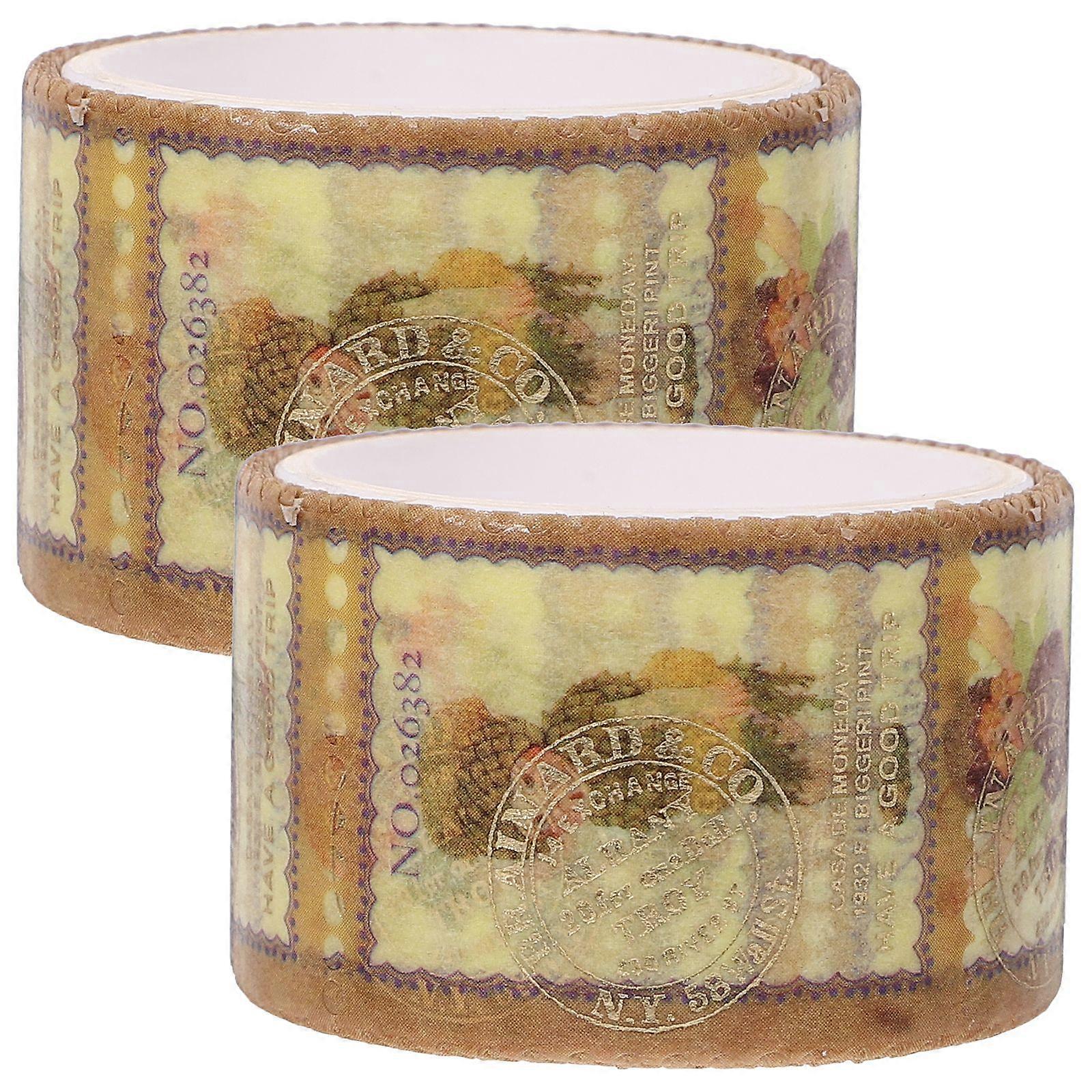 2 Rolls of Stamp Washi Tapes Scrapbooking Tapes DIY Vintage Stamp Stickers (Random Pattern)