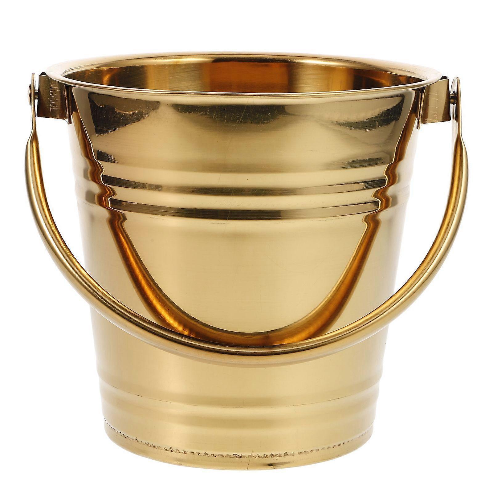 Ice Storage Bucket Stainless Steel Ice Cube Beer Wine Container with Handle