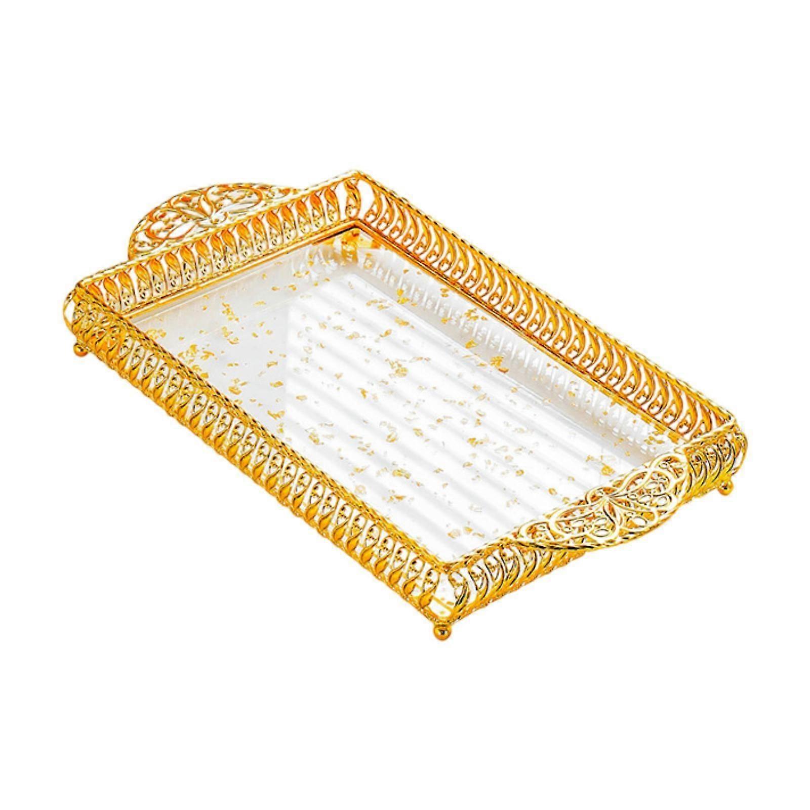 Serving Tray with Handle Storage Organizer Kitchen Bathroom Vanity Organizer M