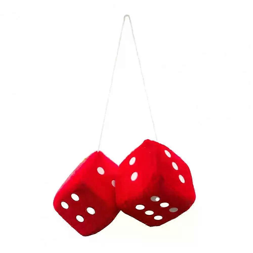 1 Pair Dice Plush Pendant Sponge Filling Colorful Dot Dice Plushies Ornament Fluffy Stuffed Dice Anti-stress Plush Toy Car Decor