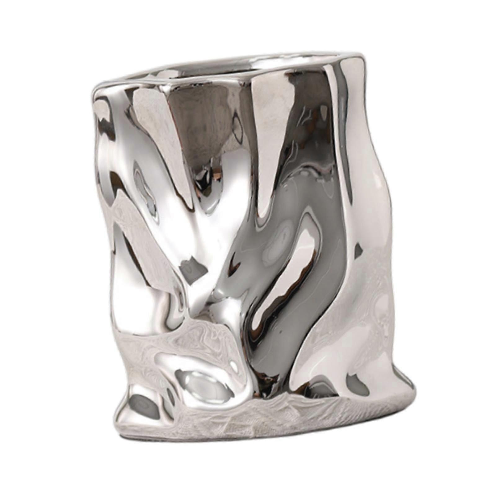 Ceramic Electroplated Vase Creative for Bedroom Home Decor Housewarming Gift Silver