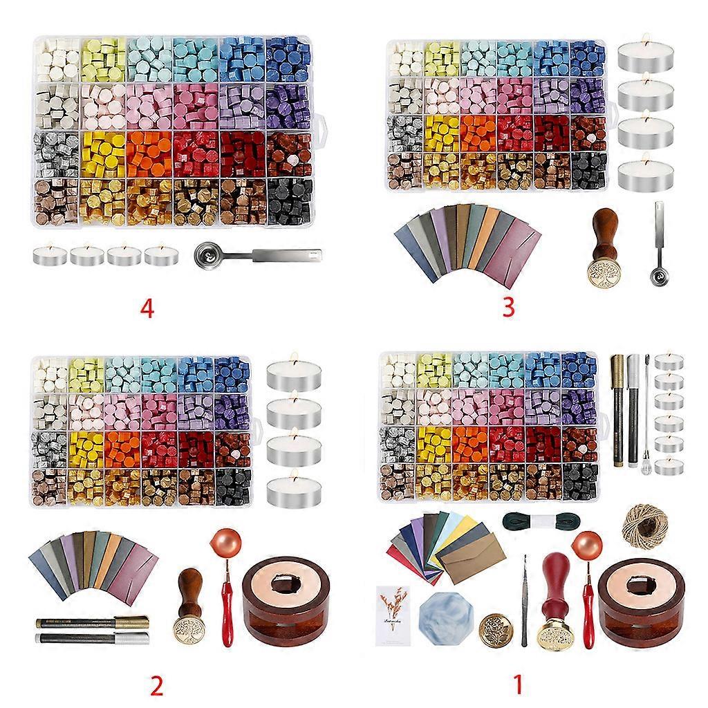 Vintage Octagonal Sealing Wax Tablet Set with Spoon Seal Stamp for DIY Scrapbook Multicolor