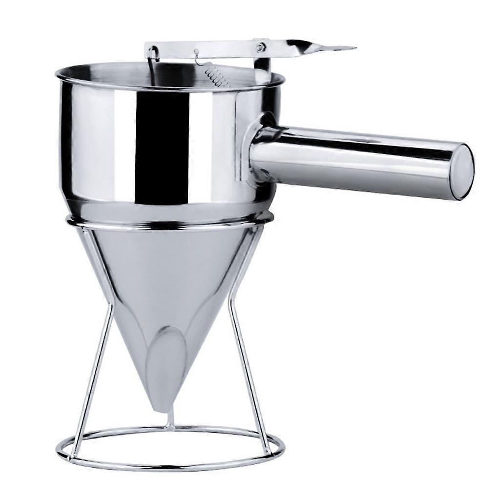 Cupcake Batter Mixer Maker Funnel Mix Dispenser Octopus Fish Ball Pancake Batter Dispenser with Handle and Frame Rack Silver