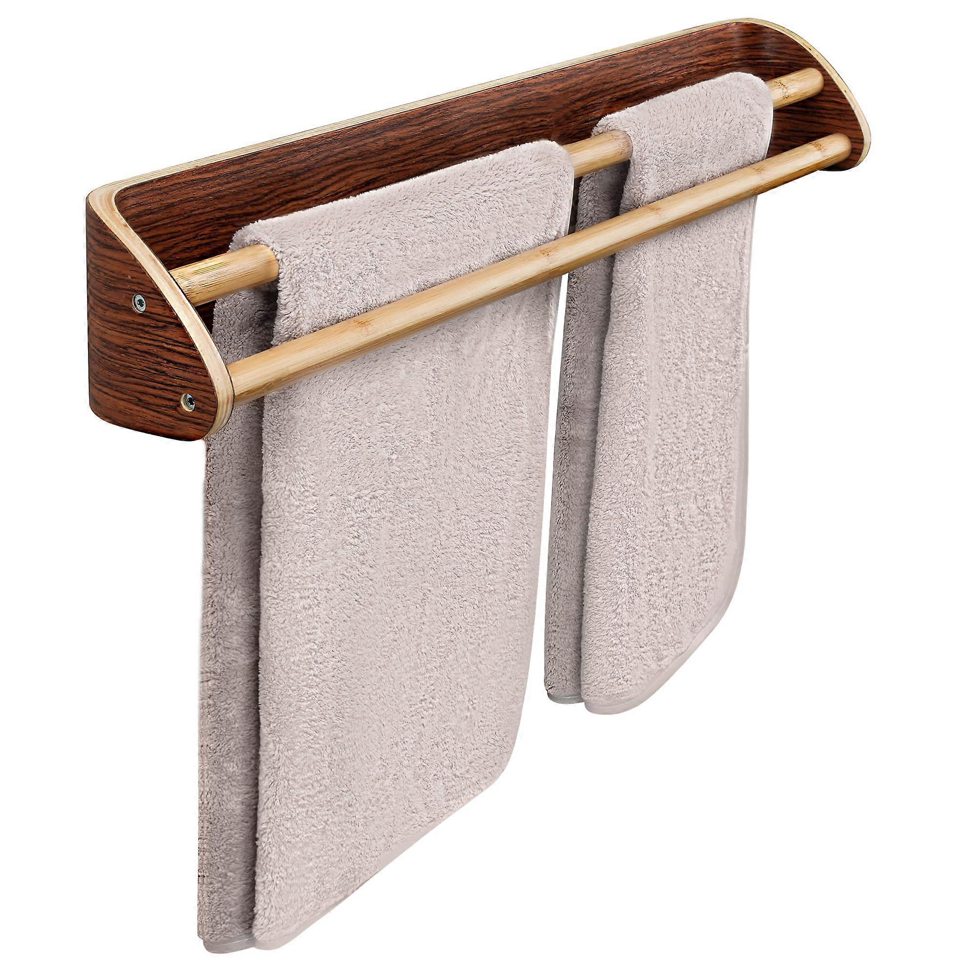 Solid wood bamboo towel bar for bathroom wall decoration and function