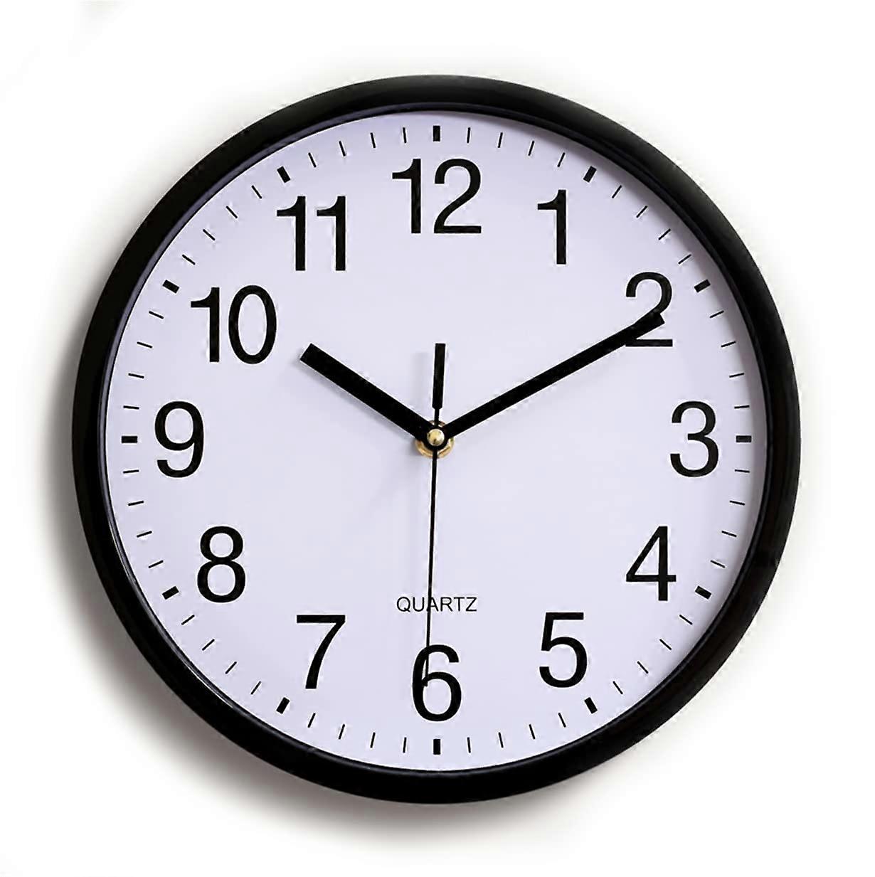 10 Inch Silent Modern Minimalist Wall Clock For Home Office, Quartz Sweep Movement, No Tick, Matte Black