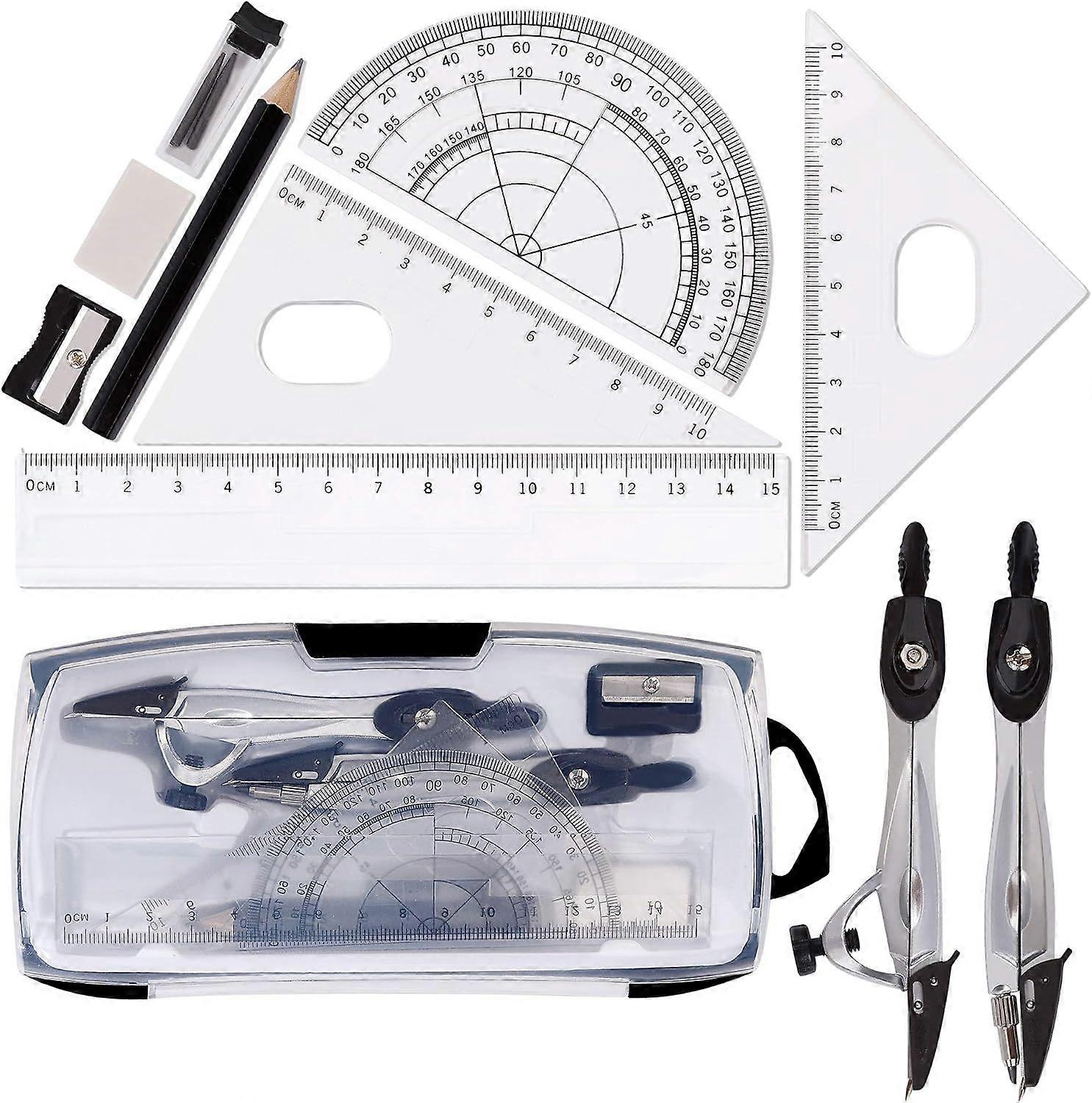 Geometry Set, Geometry Compass Kit for Geometry Math Geometry Kit for Students Technical Drawings 10 Pieces