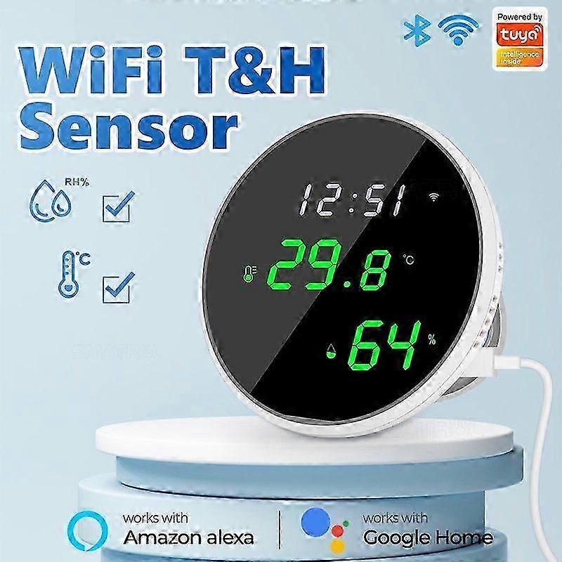 Tuya Wifi Sensore di umidità della temperatura Termometro idraulico interno intelligente con display a led Supporto retroilluminato Google Home Alexa