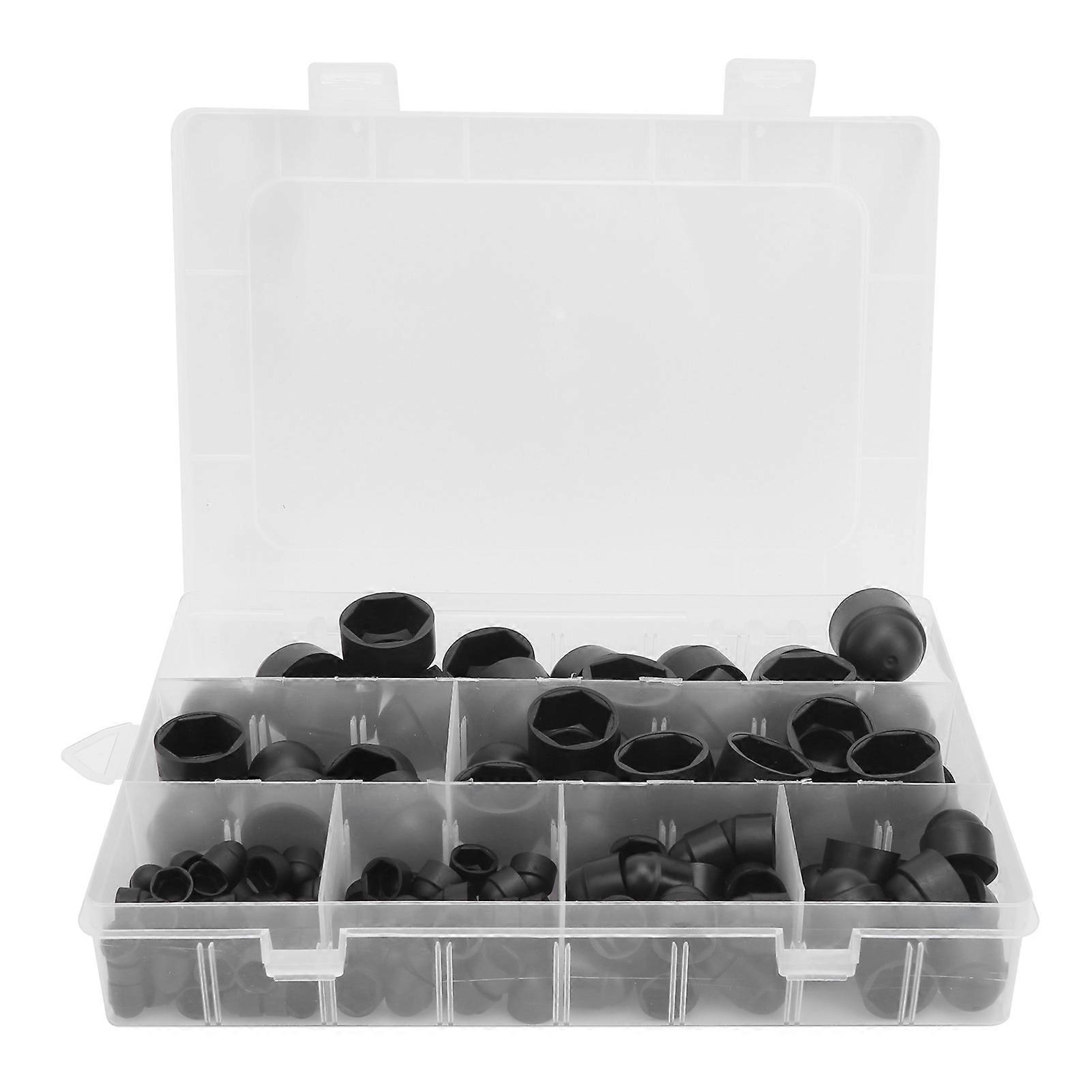 Risegun Industrial Supplies Rubber Nut Cap Hex Bolt Protective Cover Industrial Supplies M4 M5 M6 M8 M10 M12145Pcs