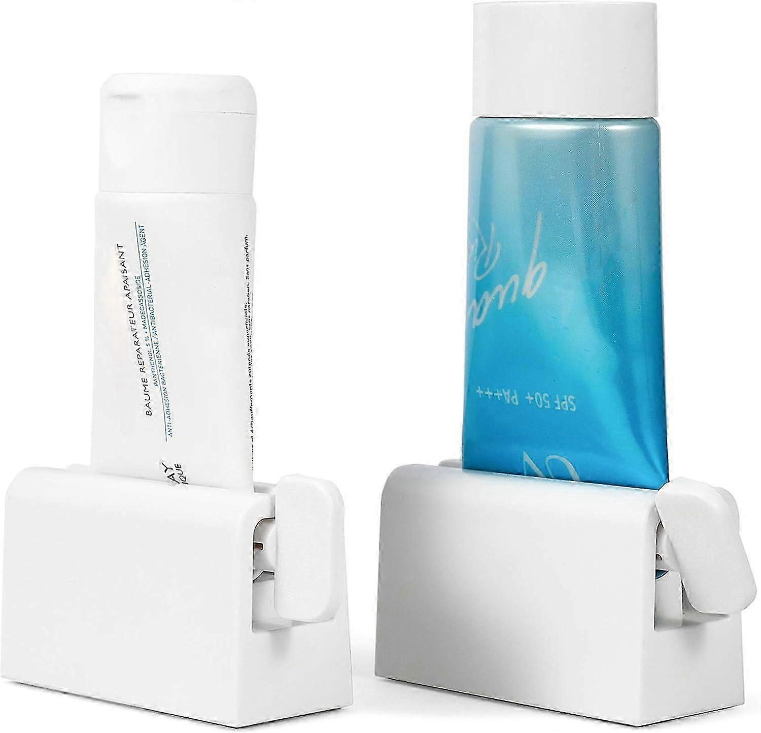 Pack Rolling Tube Toothpaste Clip, Toothpaste Squeeze Holder, Rotating Toothpaste Dispenser for Bathroom, White
