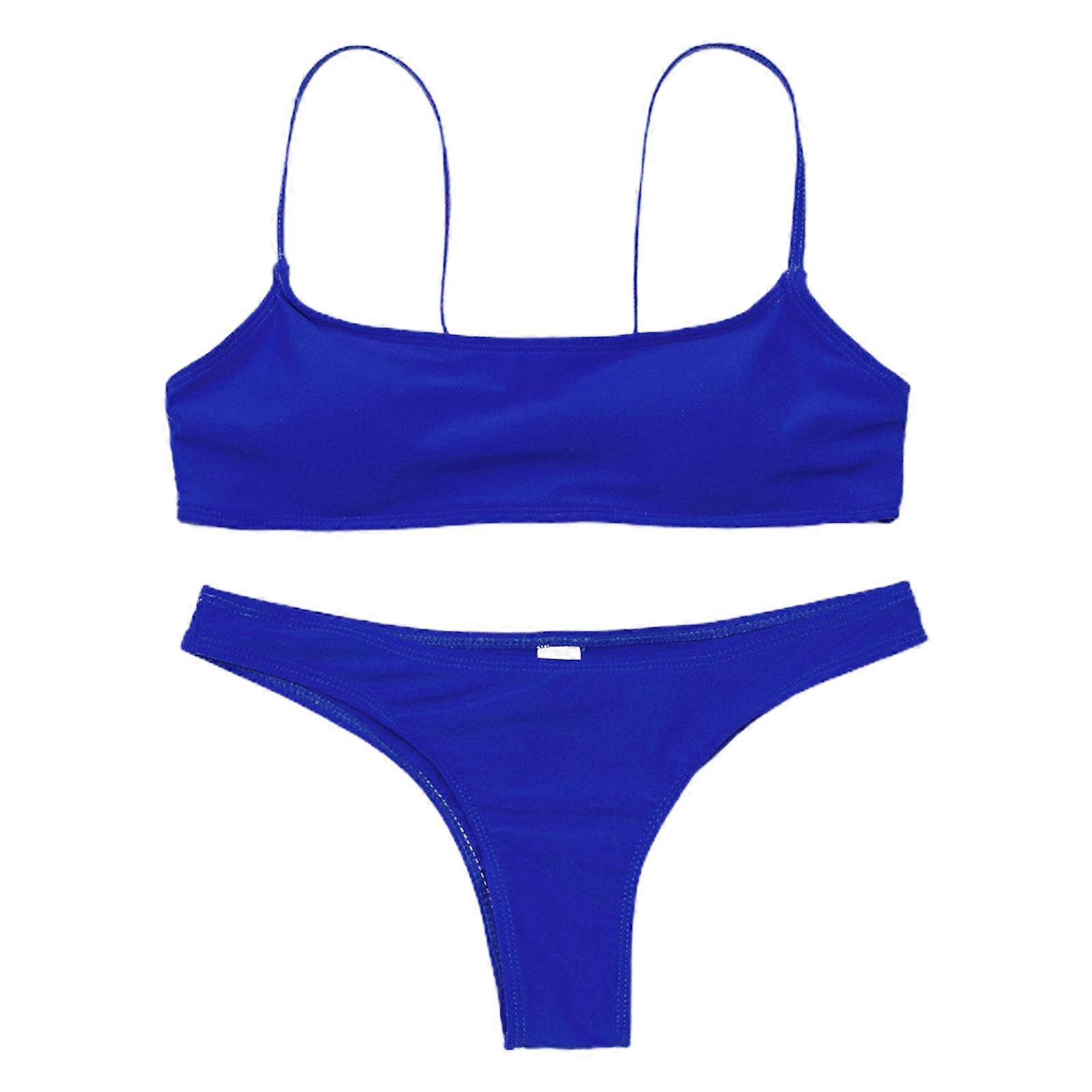 Sexy Ladies Beachwear Bikini Couleur unie Split Sac souple pour triangle bikini maillots de bain femme taille basse bikini costume Swimsu vin rouge XL