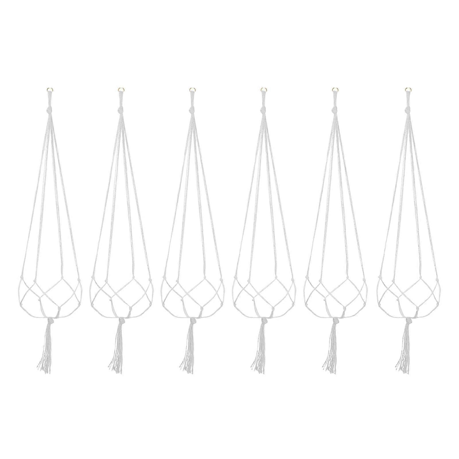 Handmade Handcraft Flower Pot Holder Adds Natural Charm to Any Space with Easy Installation Hanging Type White
