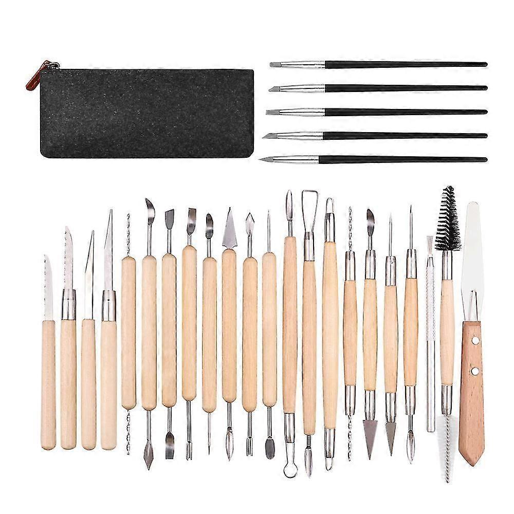 28Pcs Polymer Clay Tools Modeling Clay Sculpting Tools Kits for Pottery Sculpture Wooden Dotting Tools