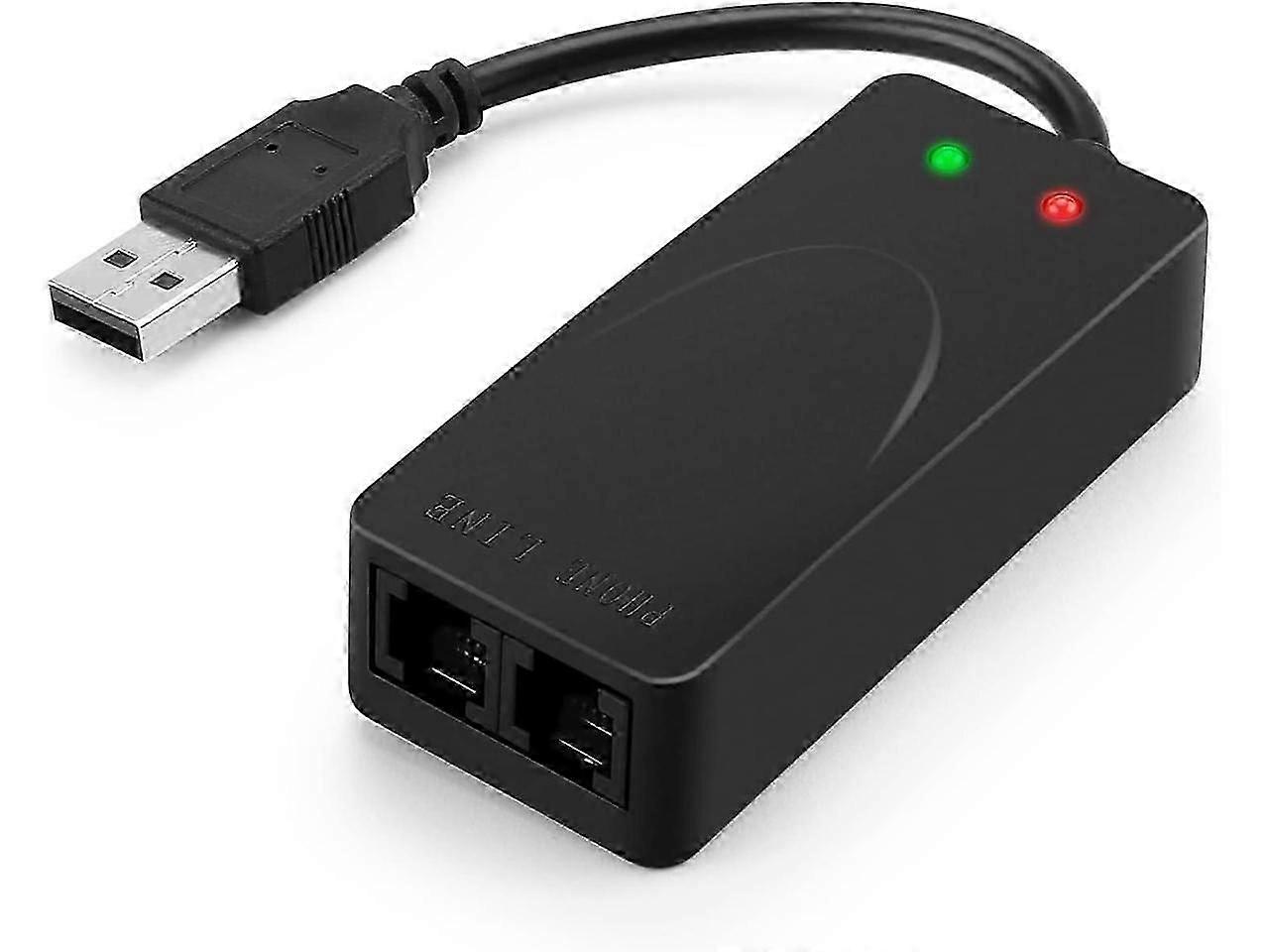 Modem USB 56K Voce Fax Dati Esterno V.90 V.92 con Doppia Porta, Compatibile con Windows 98SE/2000/ME/XP/Vista/Win 7/Win 8/Win 10 Supporta Composizione Automatica, T