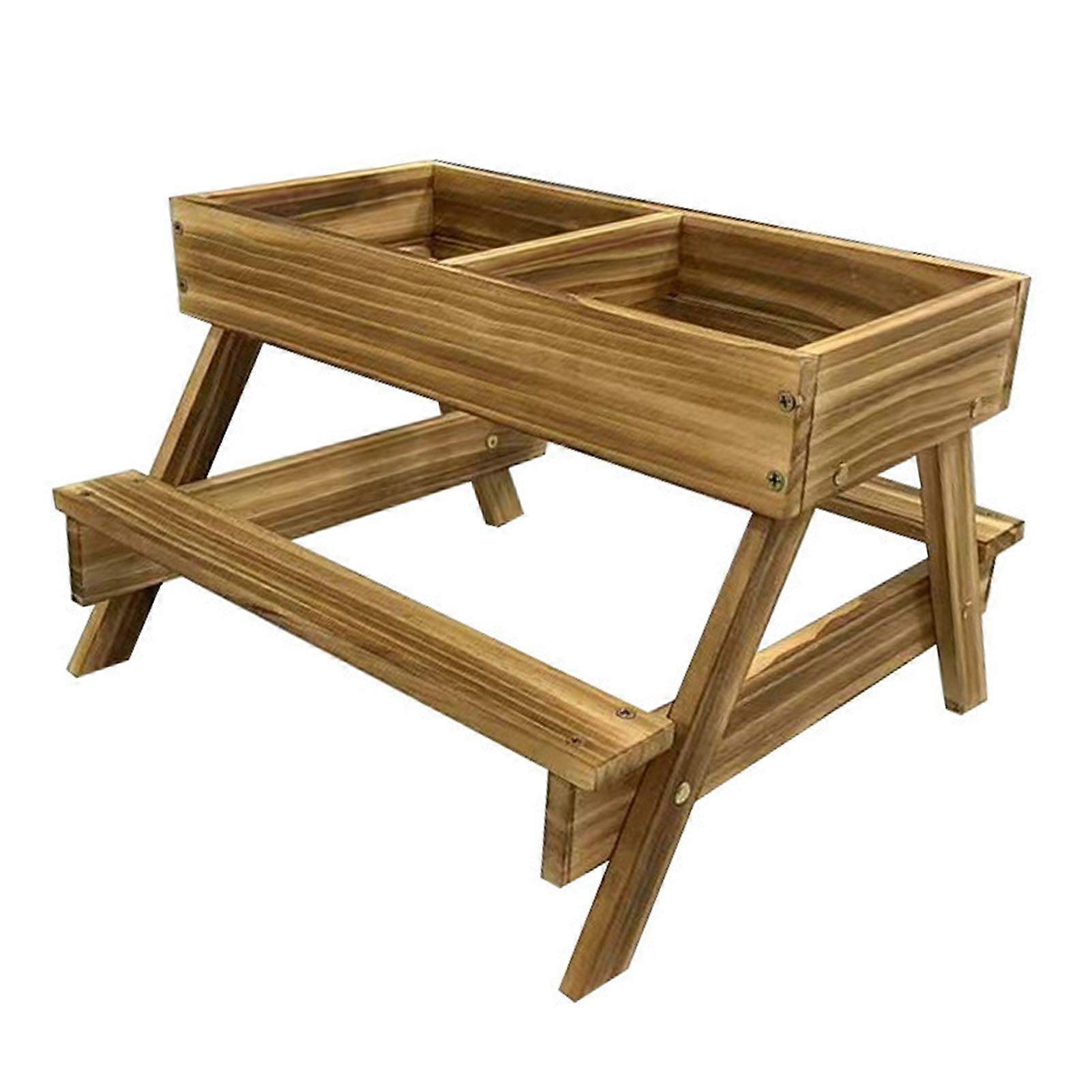 Wooden Chicken Feeder No Waste Chicken Picnic Table Handmade Duck And Squirrel Feeder for Henhouse Backyard Garden