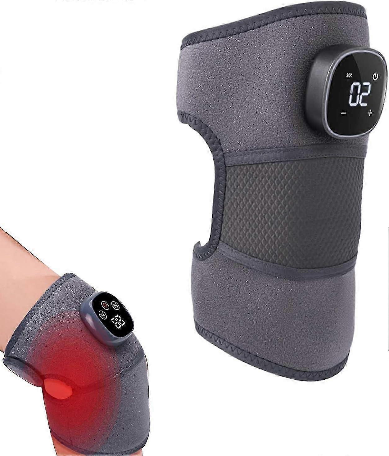 unique Heating Knee Massager, 3-in-1 Heating Vibration Massager Cordless Vibration Heating Pads for Relaxing Knee Shoulder Elbow