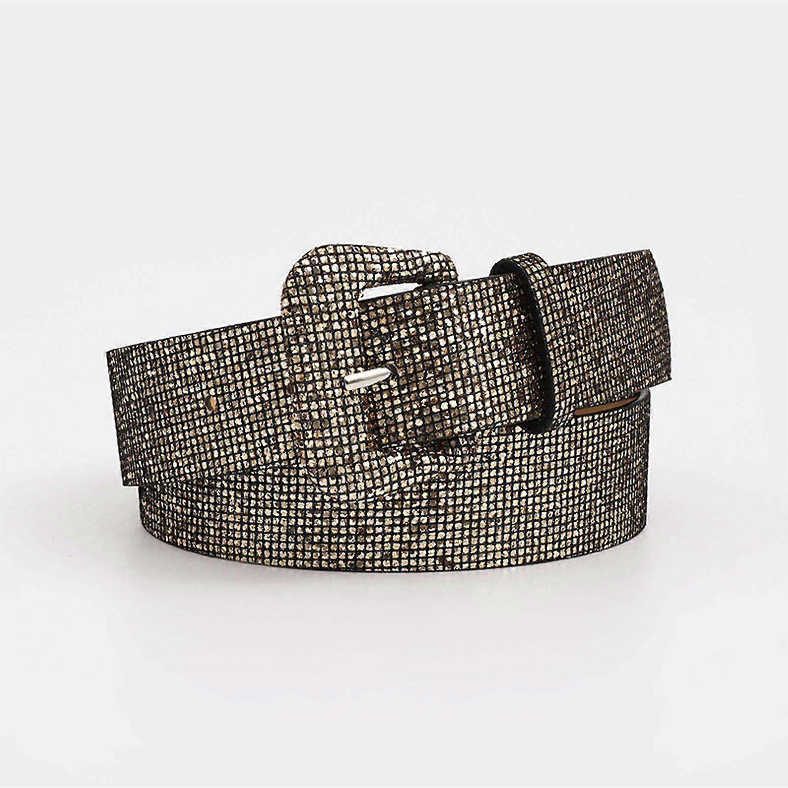 Femmes Rétro Sequin Ceinture PU Réglable Élégant Large Brillant Bling Ceinture Pour Déclaration Fête Rétro Or Taille Libre