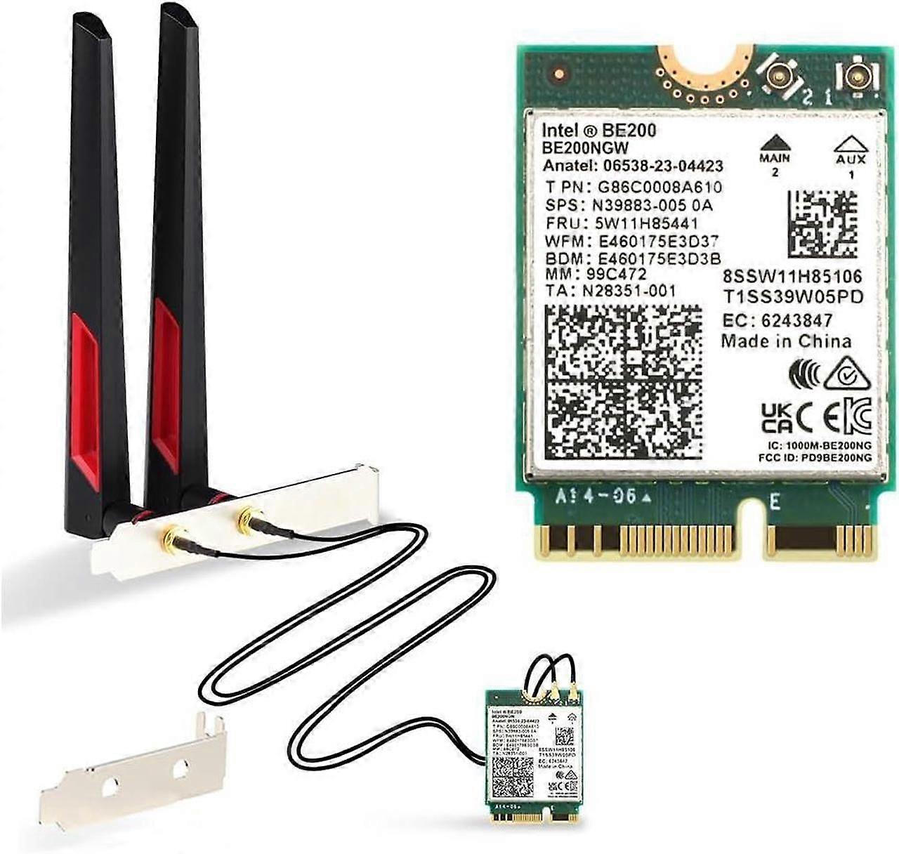 BE200 Bluetooth 5.4 Wi-Fi 7 Card BE200NGW Desktop Kit 2.4/5/6 GHz 802.11BE 8774Mbps Wrieless Adapter for Windows 11 Desktop PC with Antennas Not Suppo