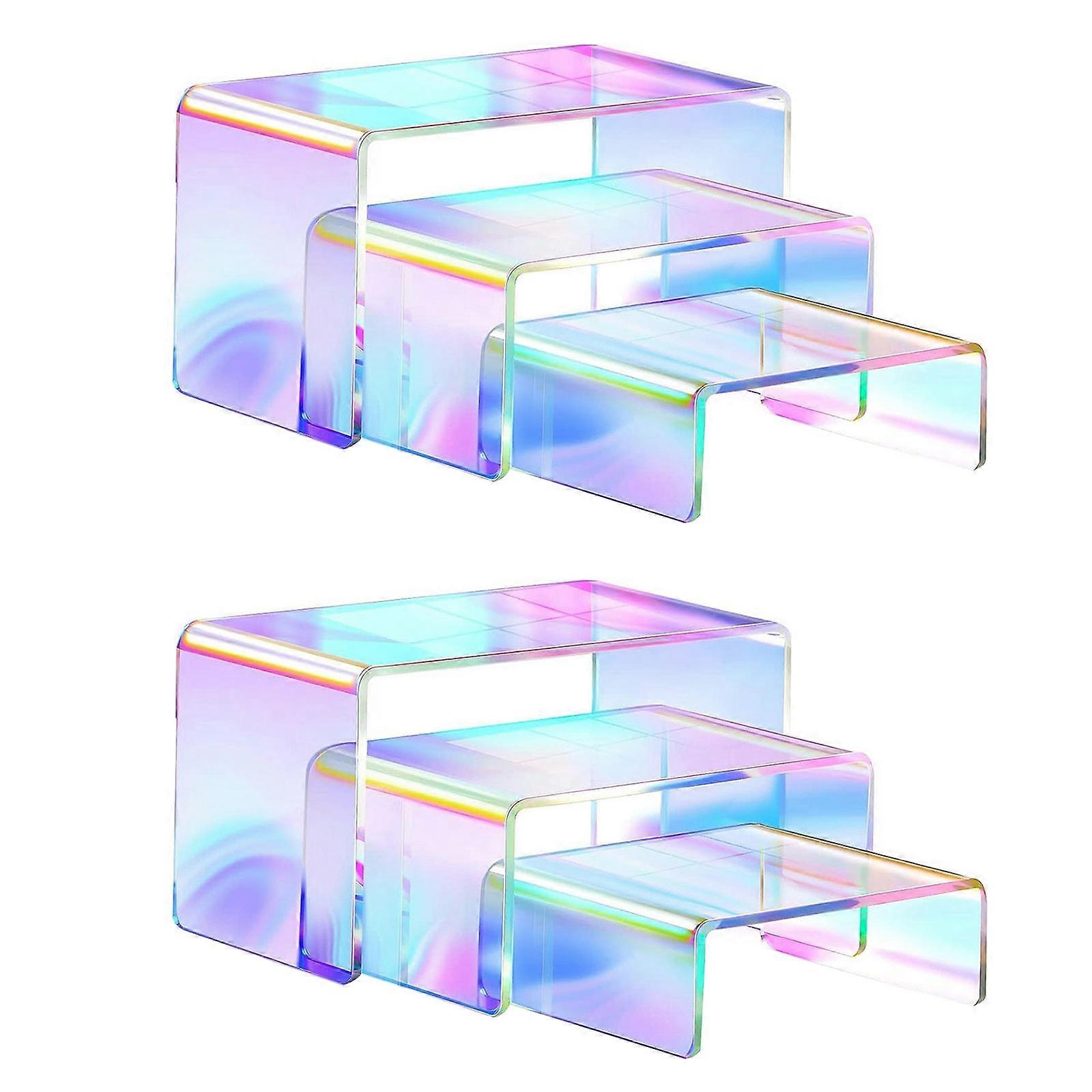 1 Set Colorful Acrylic Display Stand Multi Purpose Tiered Holder Storage Rack Base for Figures Desserts Jewelry Showcase Multicolor