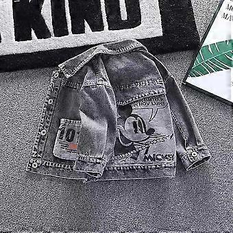 Chaqueta de mezclilla para niños Moda Abrigos Ropa Ropa Niñas Ropa de abrigo Coche 5T (Talla 120) Negro