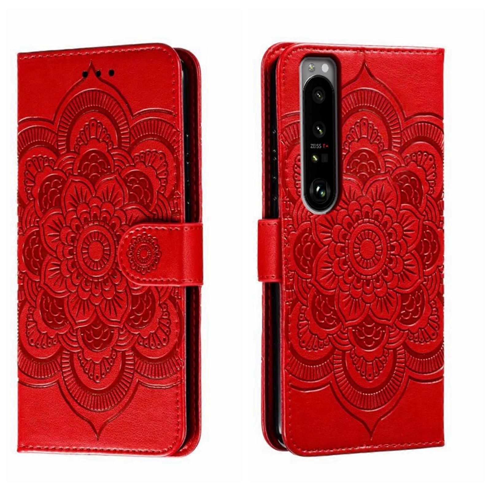 Sun Mandala Embossing Pattern Phone Leather Case