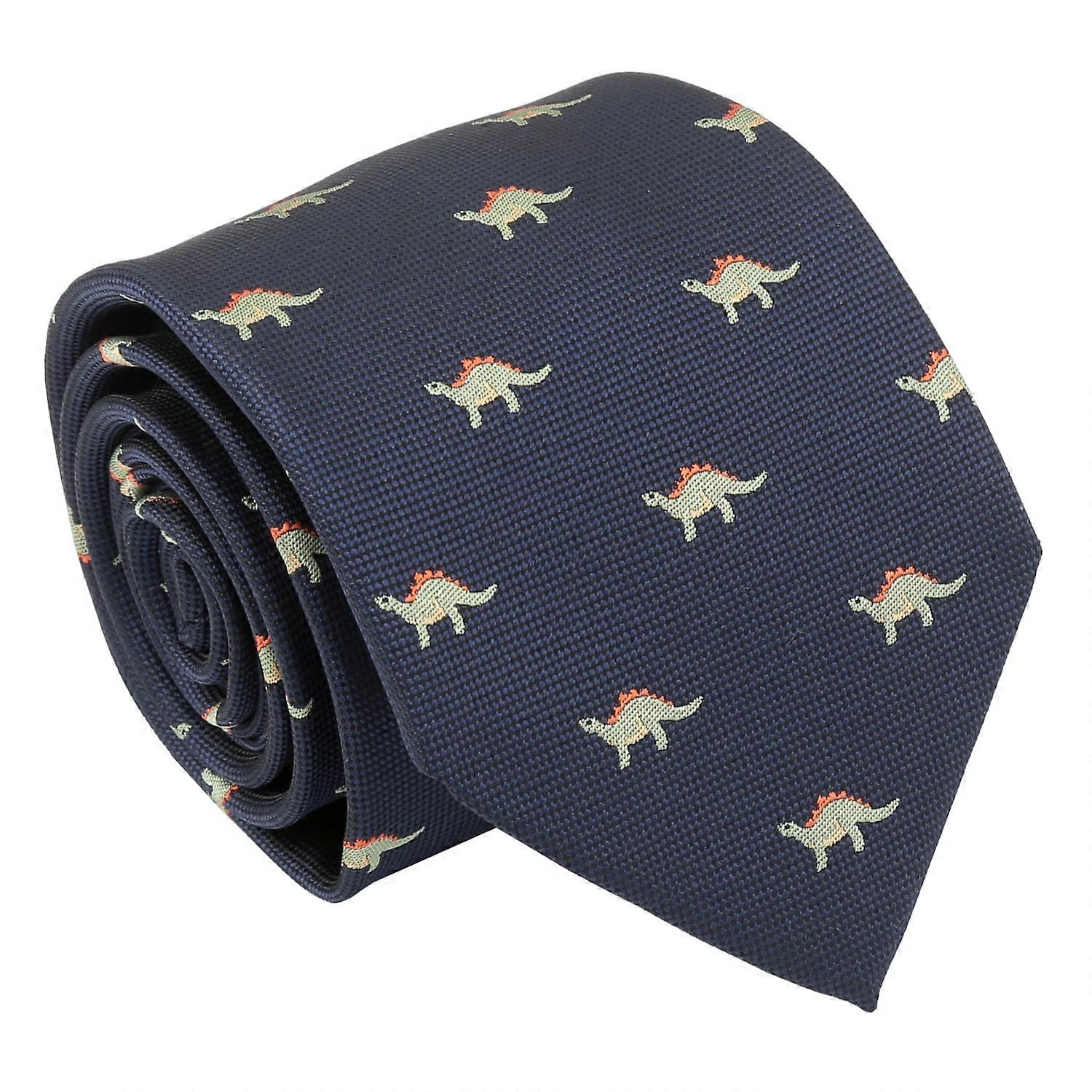 Navy Blue Stegosaurus Dinosaur Embroidered Tie