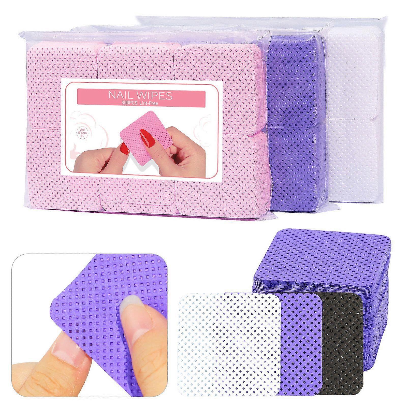 Lint-Free Nail Wipes Nail Polish Remover Pads and 4-Pack Nail File for Nails Eyelash Glue Wipes Multipurpose Soft Nail Pads Cotton Squares