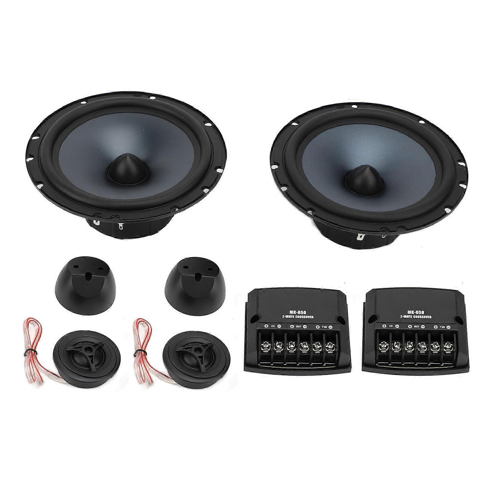 6.5 Inch Component 4 Ohm 500W Maximum Power Front Door Car Speaker Set with 2 Midrange Woofers Tweeters