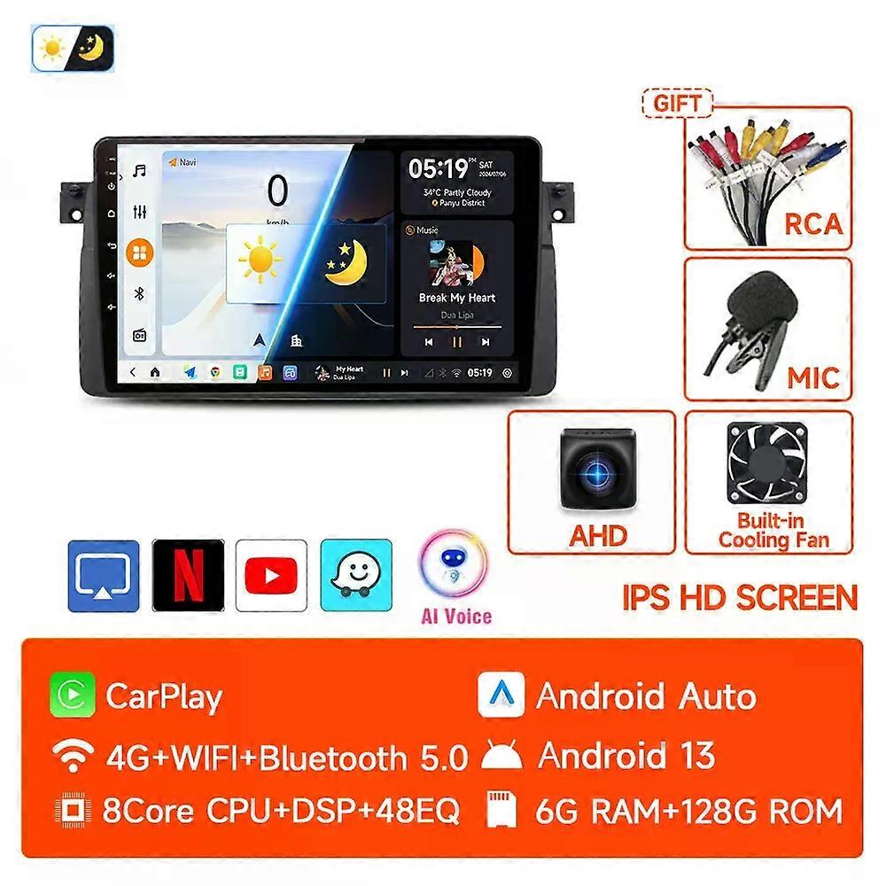 Autoradio 2 Din Android 13 per BMW E46 M3 X5 1998-2006 Lettore video multimediale GPS 4G Carplay Stereo automatico RDS DSP Unità principale DVD