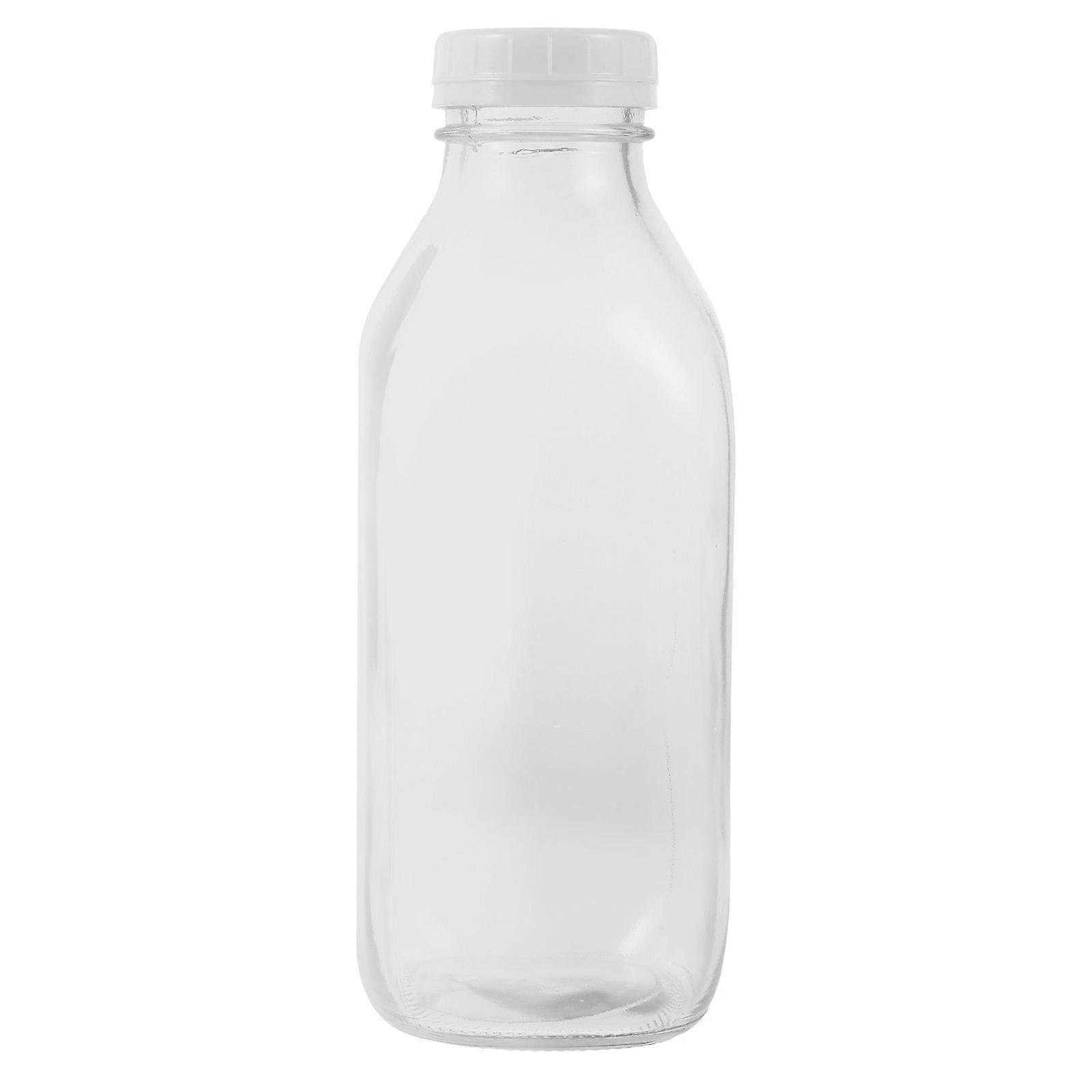 Bouteille de lait en verre 1000ml avec couvercle Récipient à lait en verre Bouteille en verre transparent Bouteille de jus
