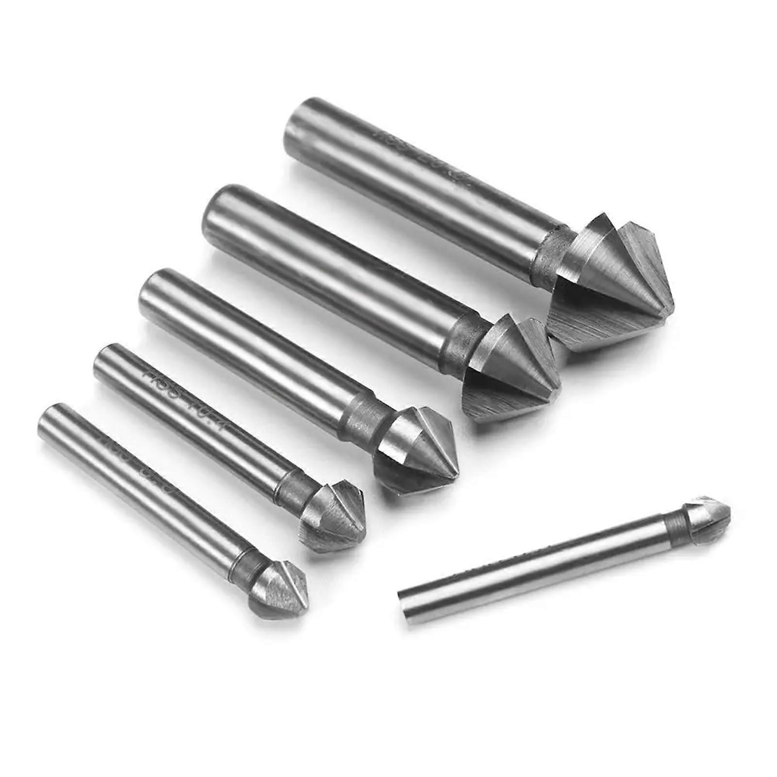 Three Edge Chamfer Drill Bit HSS Countersink Cutter, Multi-Size Diameters 6.3/8.3/10.4/12.4/16.5/20.5 mm, 1 Pc