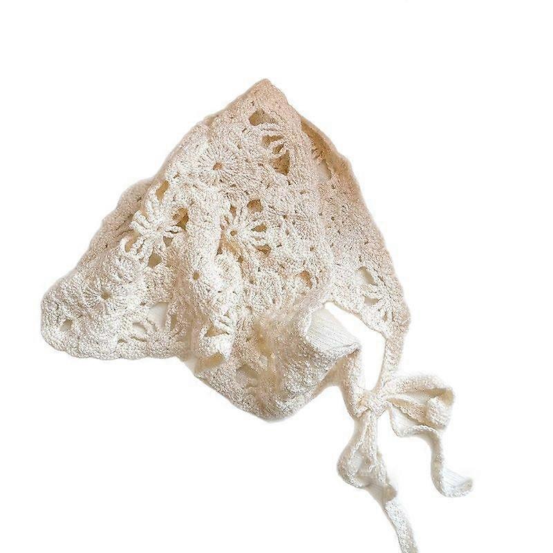 Moda Örme Başörtüsü Şapka Fransız Pastoral Tarzı Üçgen Kafa Bandı El Yapımı Tığ İşi Kafa Bandı Havlu Retro Çiçek Başörtüsü